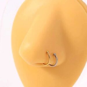 Nose Ring Cuff- 2pcs 1 Silver & 1 Gold Tone Simple Nose Cuff Ring NWT Tray 30